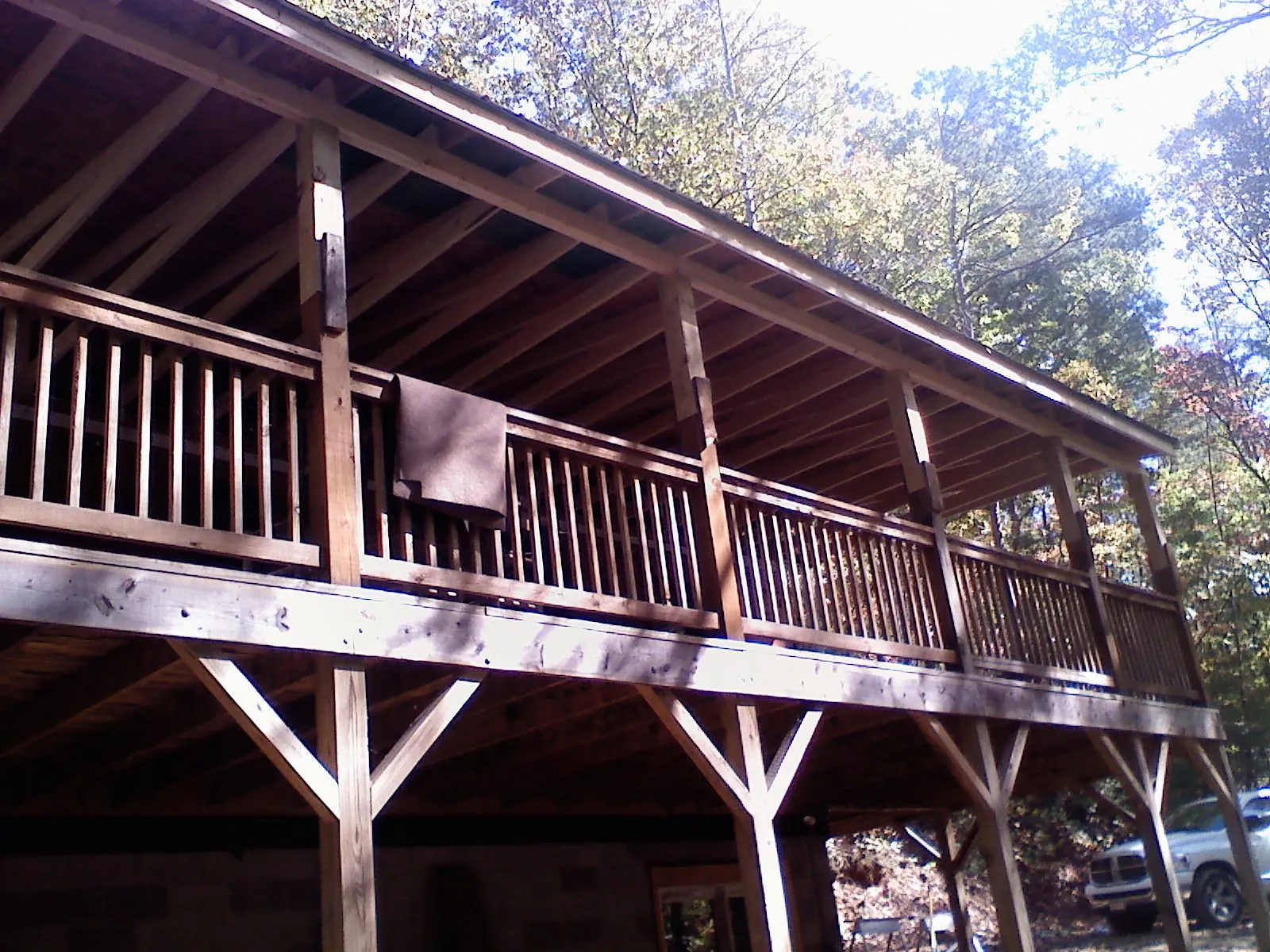 Timber framing under a new elevated porch and deck — Roof Leak Repair in Beaver Crossing by Roofing Brothers